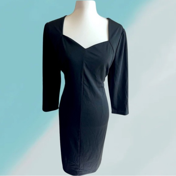 Retro Black Stretch Jersey Bodycon Dress in Plus Size - Picture 1 of 5